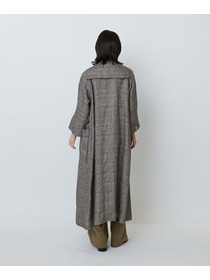 【LOISIR】リネンチェックセーラーカラーワンピース 詳細画像 ブラック系その他 5