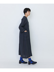 【LOISIR】リネンチェックセーラーカラーワンピース 詳細画像 ブラック系その他 7