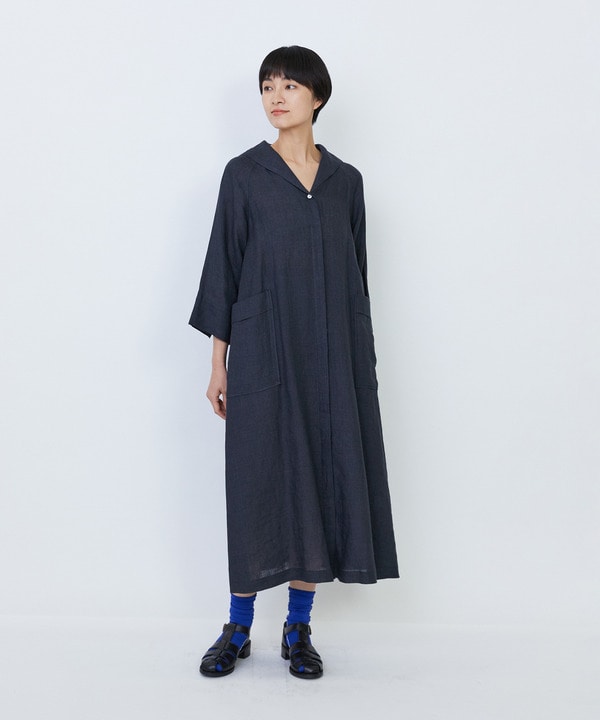 リネンチェックセーラーカラーワンピースリネンチェックセーラーカラーワンピース