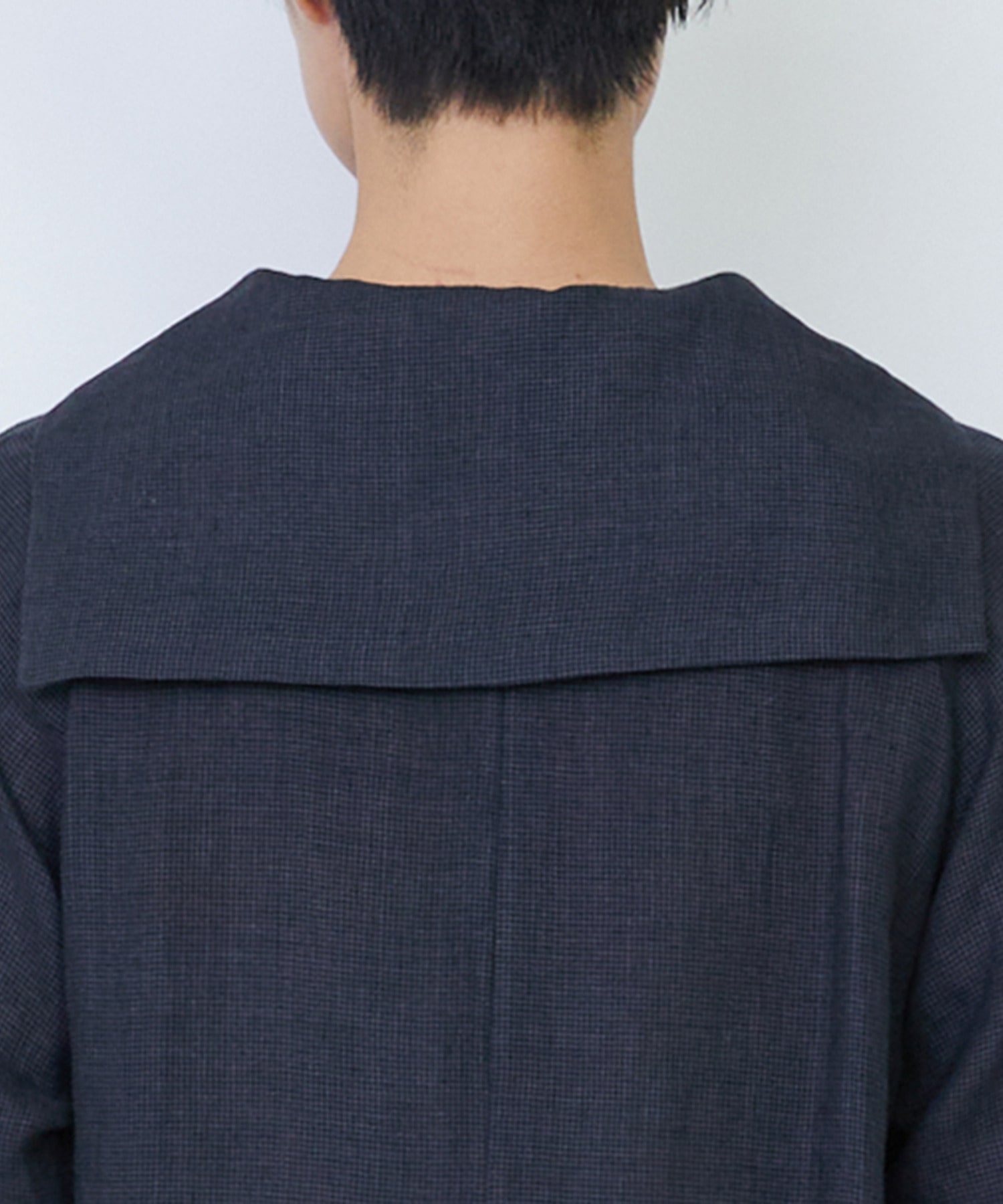 【LOISIR】リネンチェックセーラーカラーワンピース 詳細画像 ブラック系その他 16