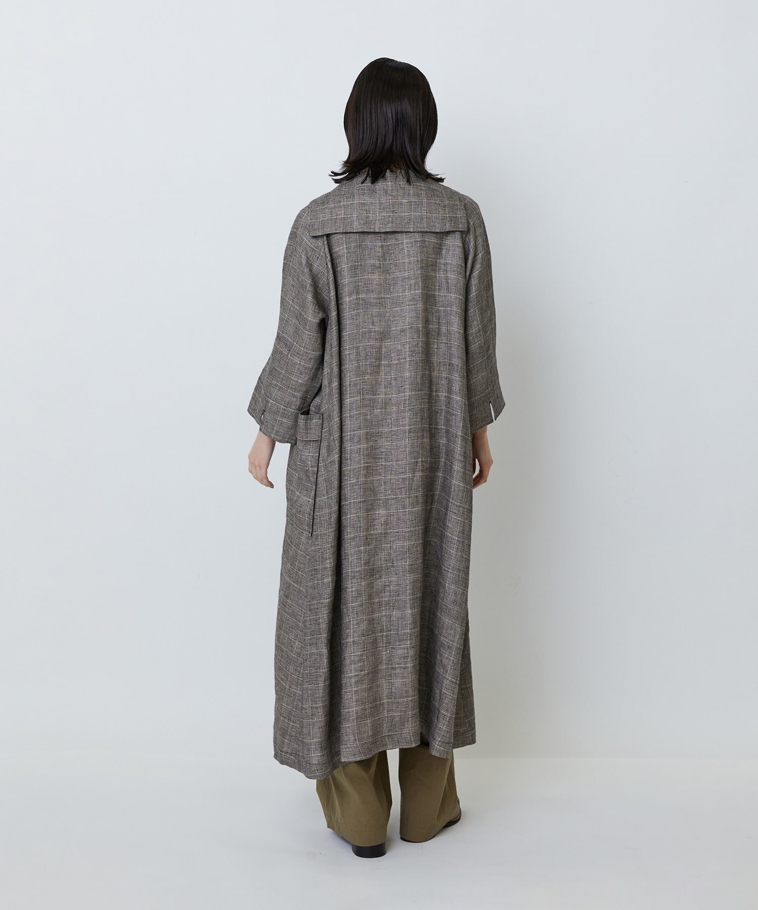 【LOISIR】リネンチェックセーラーカラーワンピース 詳細画像 ブラック系その他 5