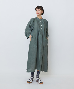 【LOISIR】グランジリネンタックディテールワンピース 詳細画像 カーキ 1