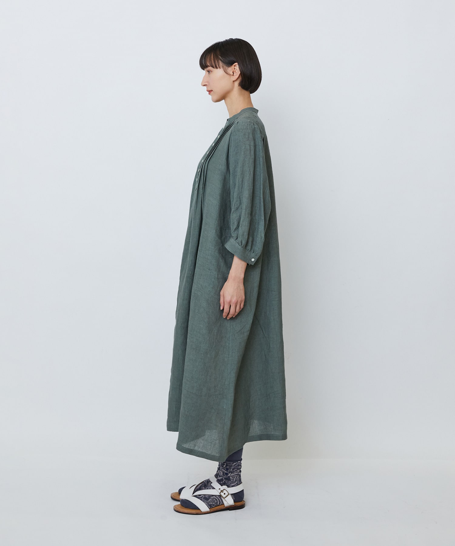 【LOISIR】グランジリネンタックディテールワンピース 詳細画像 カーキ 12