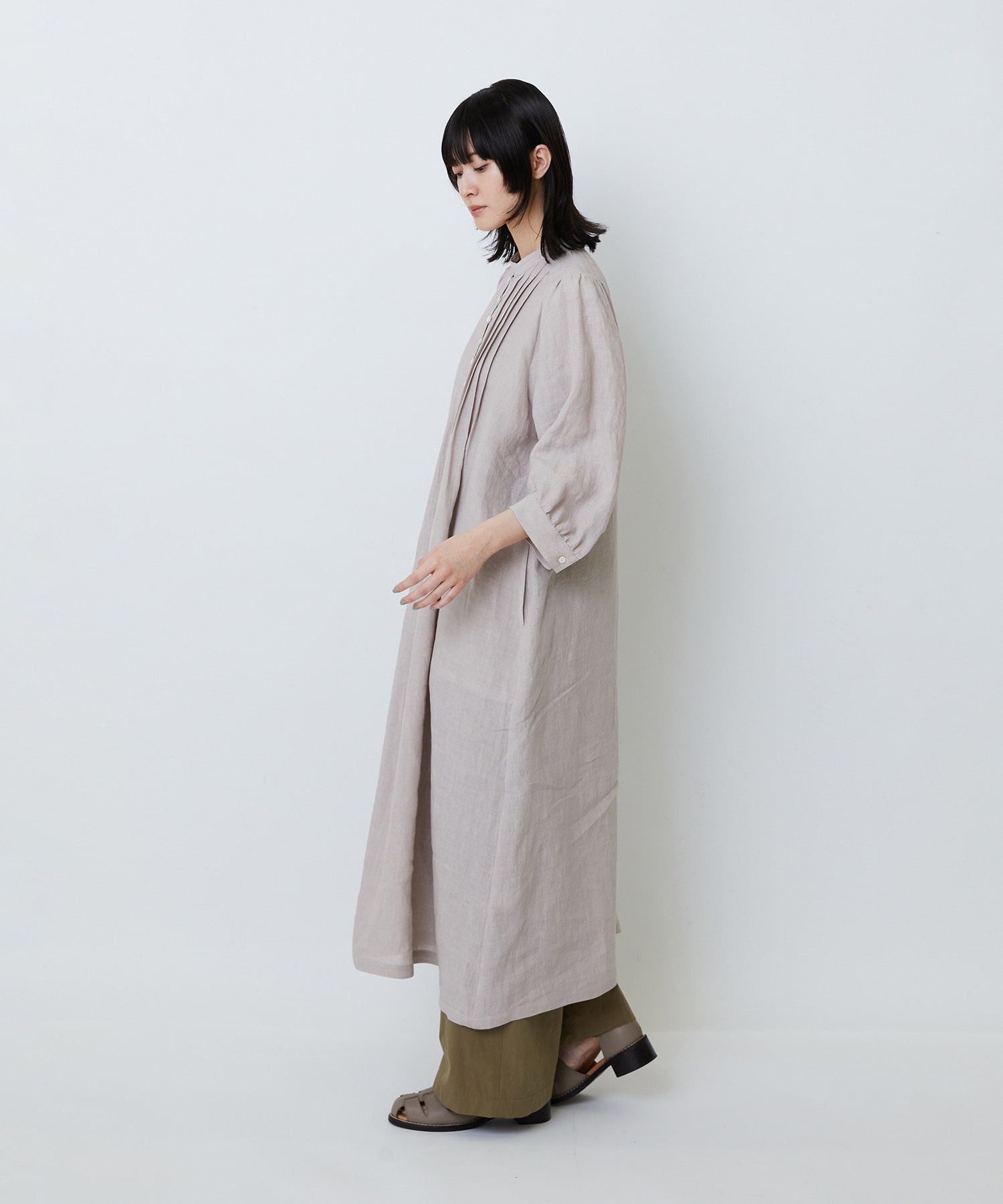 【LOISIR】グランジリネンタックディテールワンピース 詳細画像 カーキ 2