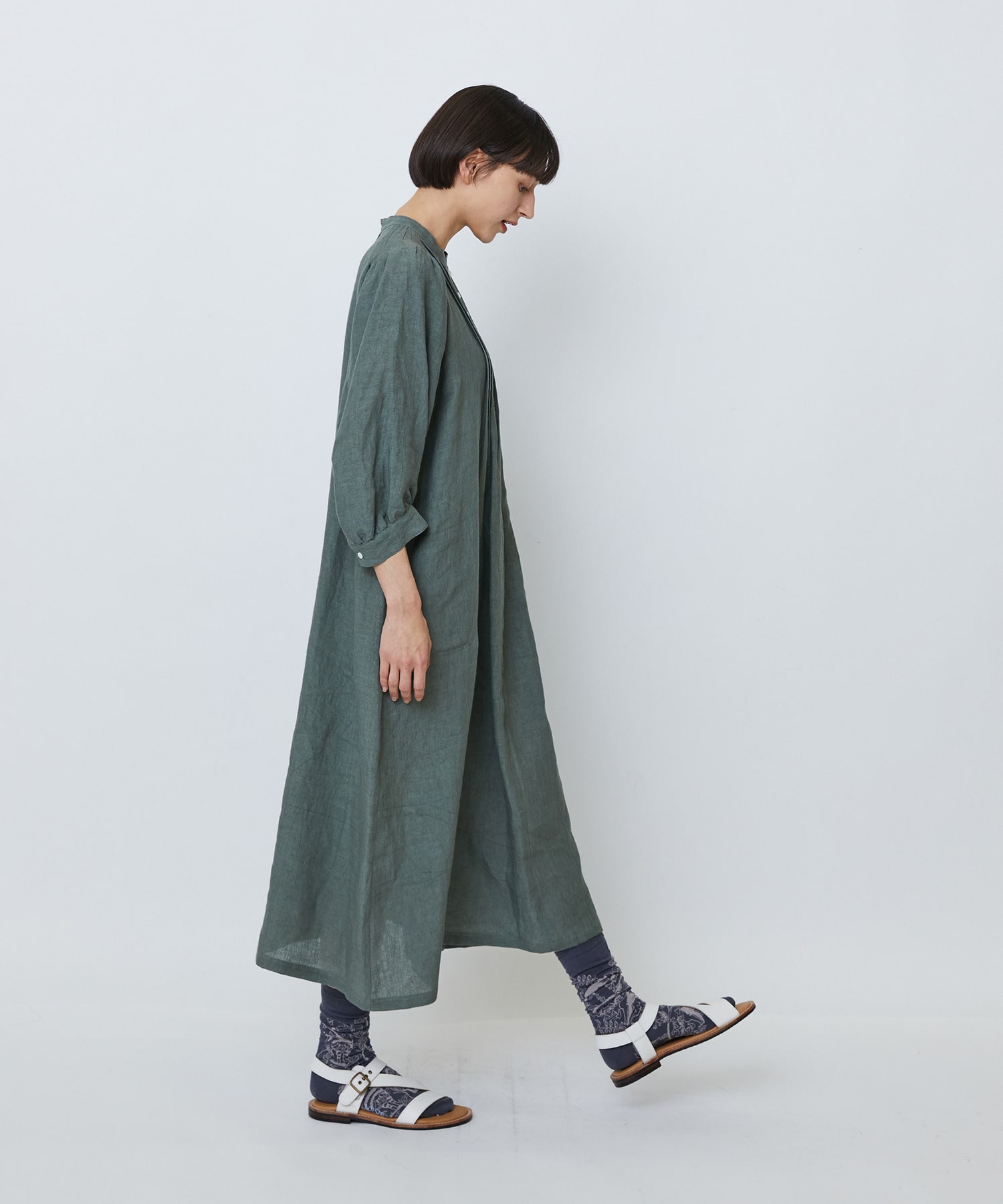 【LOISIR】グランジリネンタックディテールワンピース 詳細画像 カーキ 6