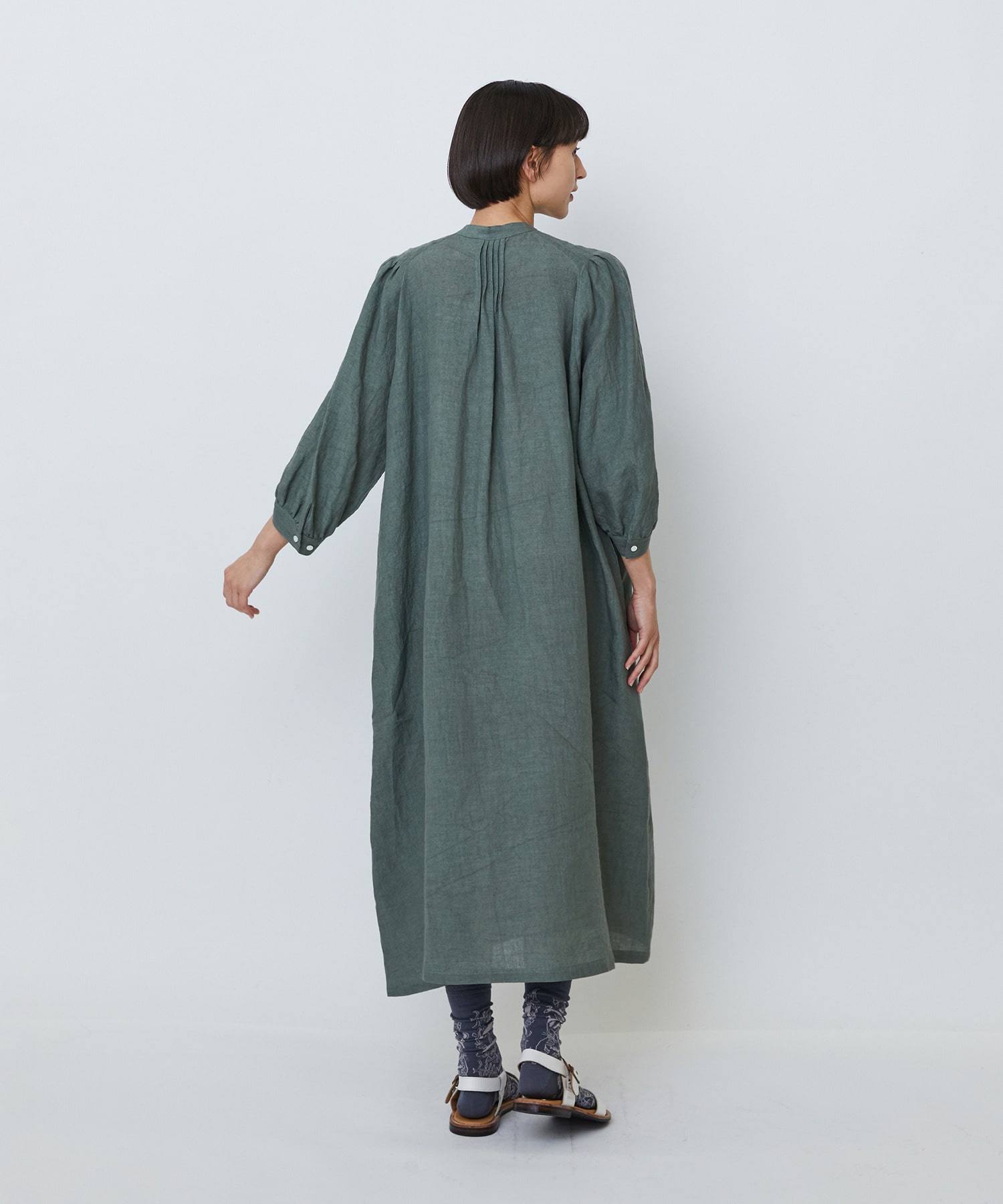 【LOISIR】グランジリネンタックディテールワンピース 詳細画像 カーキ 7
