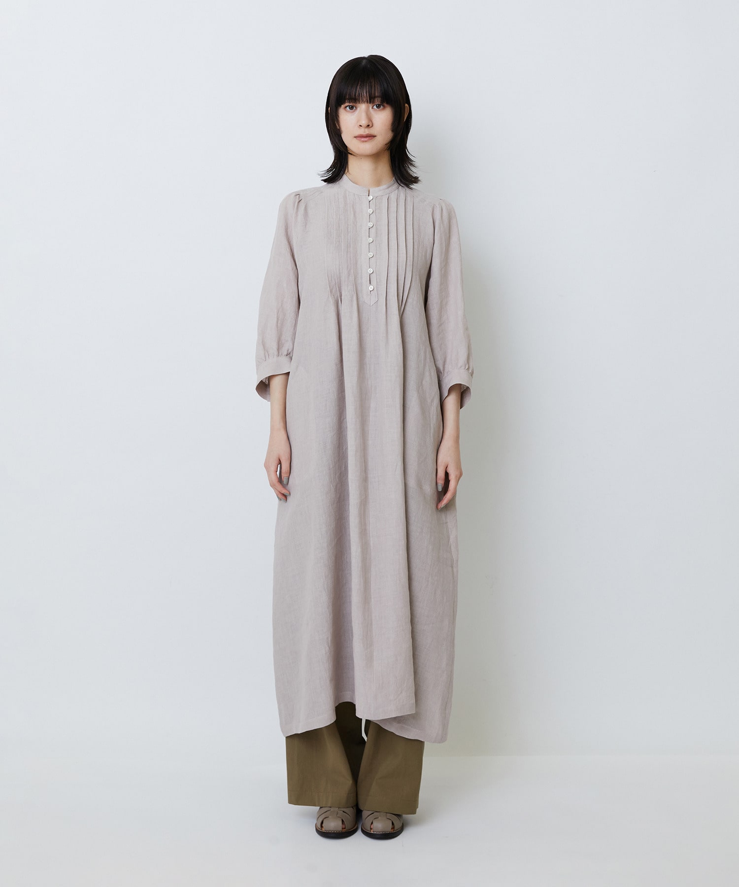 【LOISIR】グランジリネンタックディテールワンピース 詳細画像 カーキ 8