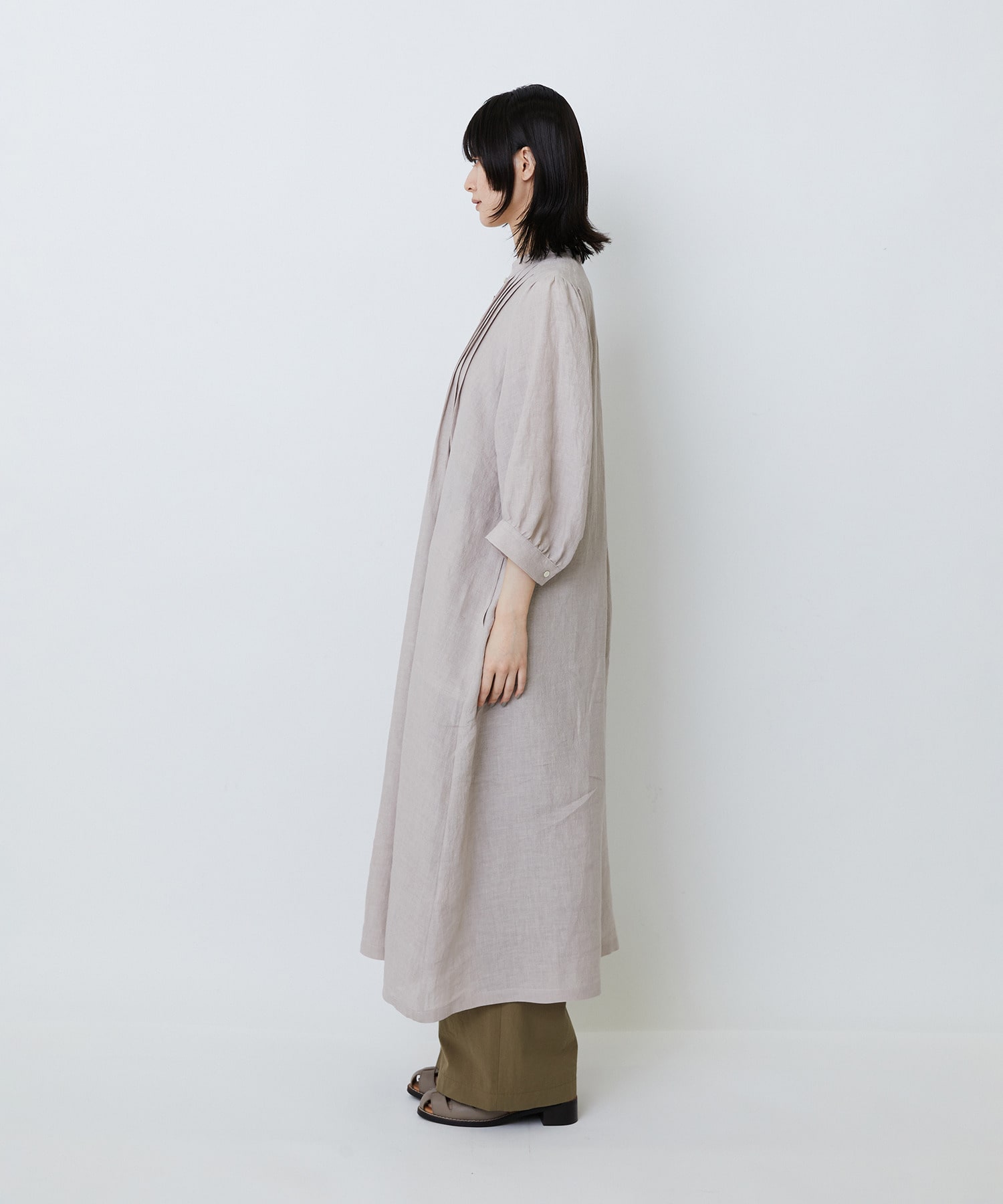 【LOISIR】グランジリネンタックディテールワンピース 詳細画像 カーキ 9