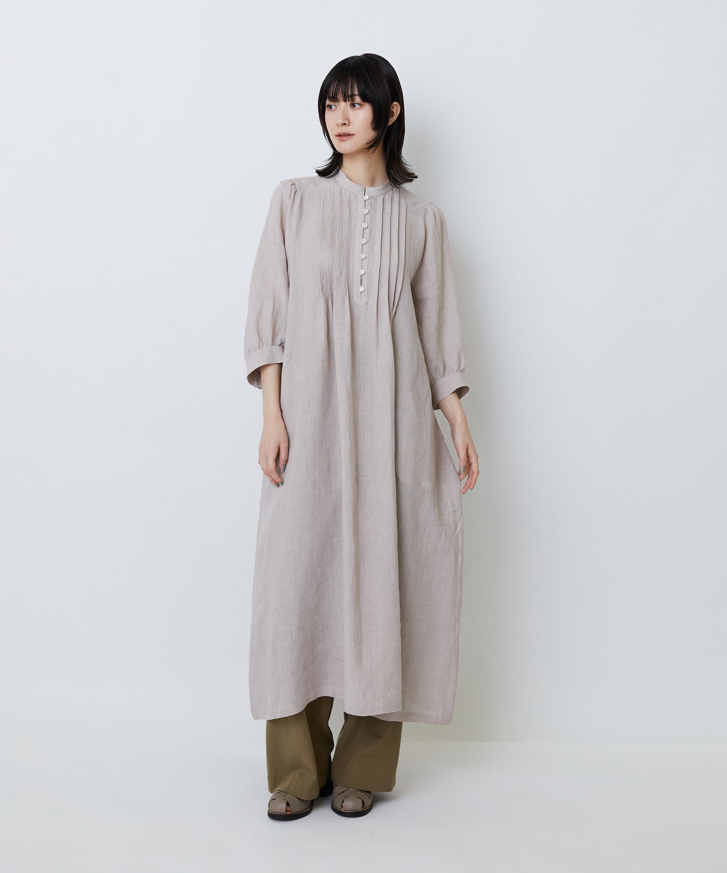 【LOISIR】グランジリネンタックディテールワンピース 詳細画像 ピンク 1