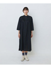 【LOISIR】オーガニックコットンローンスタンドカラーワンピース 詳細画像 ブラック 16