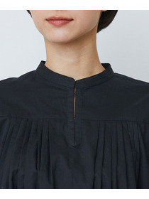 【LOISIR】オーガニックコットンローンスタンドカラーワンピース 詳細画像 ブラック 19