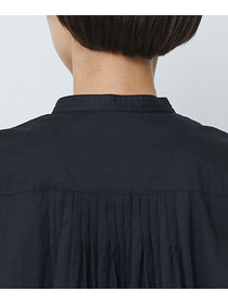 【LOISIR】オーガニックコットンローンスタンドカラーワンピース 詳細画像 ブラック 20