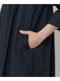 【LOISIR】オーガニックコットンローンスタンドカラーワンピース 詳細画像 ブラック 22