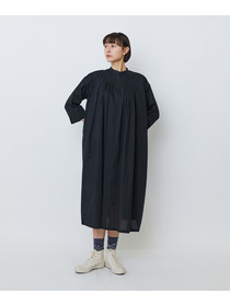 【LOISIR】オーガニックコットンローンスタンドカラーワンピース 詳細画像 ブラック 7
