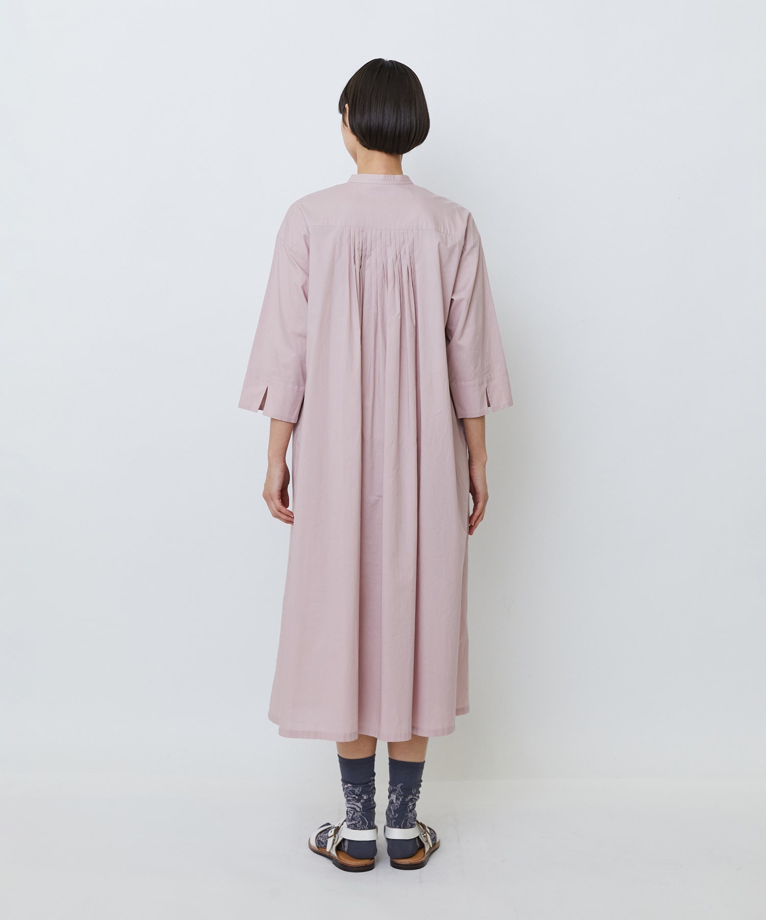 【LOISIR】オーガニックコットンローンスタンドカラーワンピース 詳細画像 ブラック 12