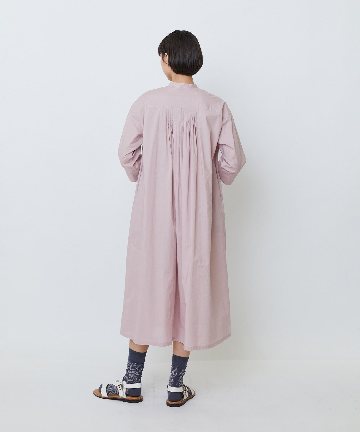 【LOISIR】オーガニックコットンローンスタンドカラーワンピース 詳細画像 ブラック 3