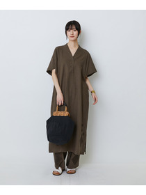 【LOISIR】コットンリネンクロス刺繍入りワンピース 詳細画像 ブラック 1