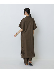 【LOISIR】コットンリネンクロス刺繍入りワンピース 詳細画像 ブラック 3