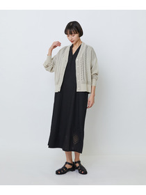 【LOISIR】コットンリネンクロス刺繍入りワンピース 詳細画像 ブラック 4