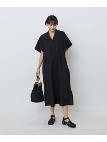 【LOISIR】コットンリネンクロス刺繍入りワンピース 詳細画像 ブラック 5