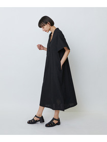 【LOISIR】コットンリネンクロス刺繍入りワンピース 詳細画像 ブラック 6