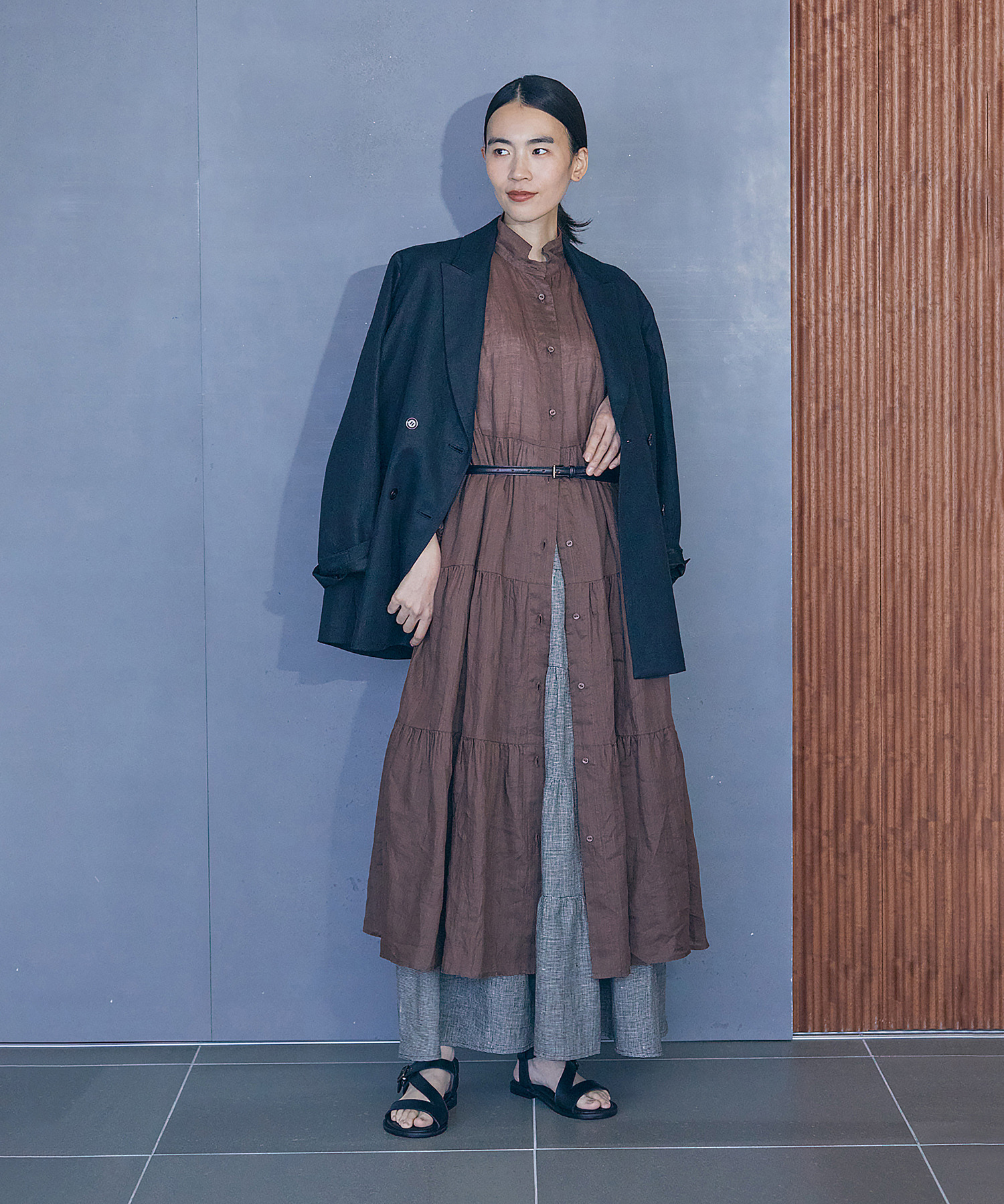 【LOISIR】ラミーティアードワンピース 詳細画像 ブラウン 1