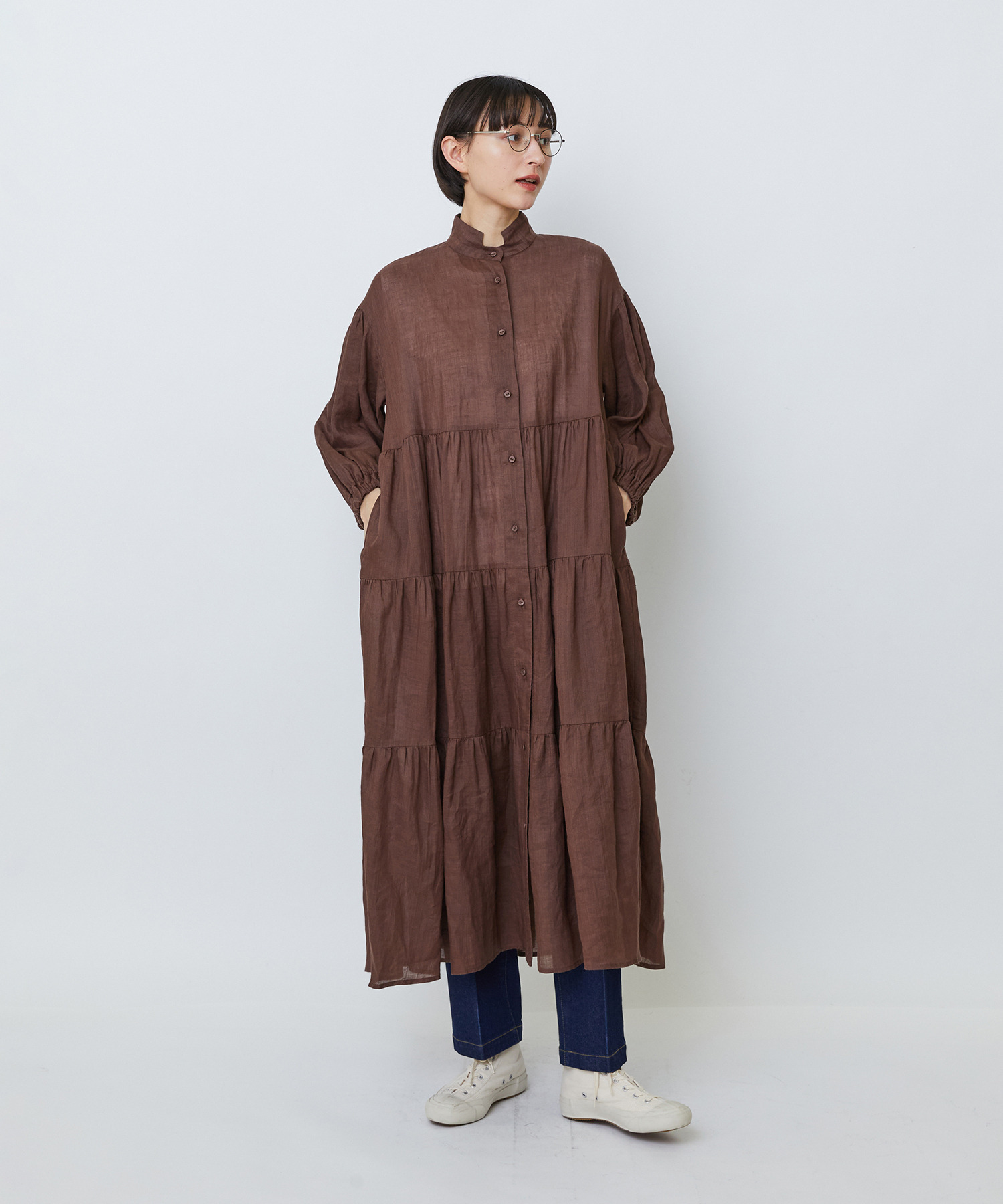 【LOISIR】ラミーティアードワンピース 詳細画像 ブラウン 4