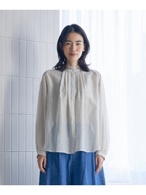 【LOISIR】【付け襟セット】コットンシルクボイルフリルカラーブラウス 詳細画像 ネイビー 10