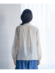 【LOISIR】【付け襟セット】コットンシルクボイルフリルカラーブラウス 詳細画像 ネイビー 12