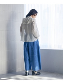 【LOISIR】【付け襟セット】コットンシルクボイルフリルカラーブラウス 詳細画像 ネイビー 2