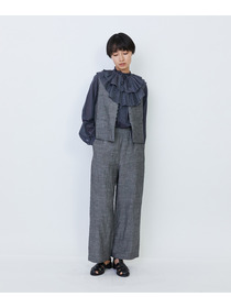 【LOISIR】【付け襟セット】コットンシルクボイルフリルカラーブラウス 詳細画像 ネイビー 4