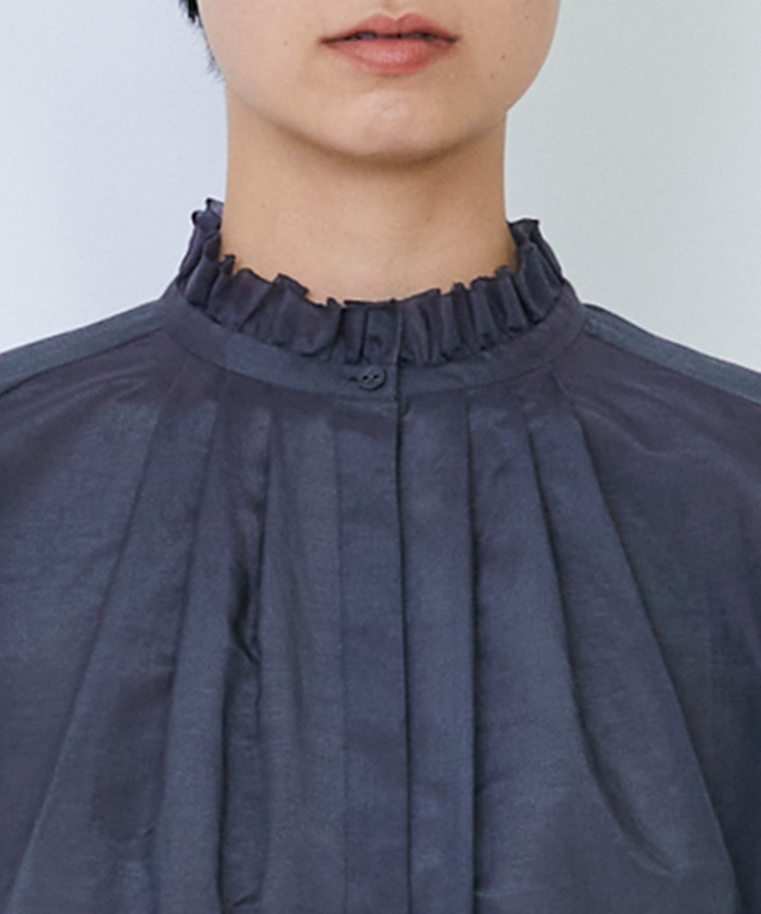 【LOISIR】【付け襟セット】コットンシルクボイルフリルカラーブラウス 詳細画像 ネイビー 16