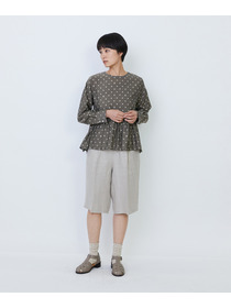 【LOISIR】オリジナル柄カットジャカードペプラムブラウス 詳細画像 ベージュ系その他 3