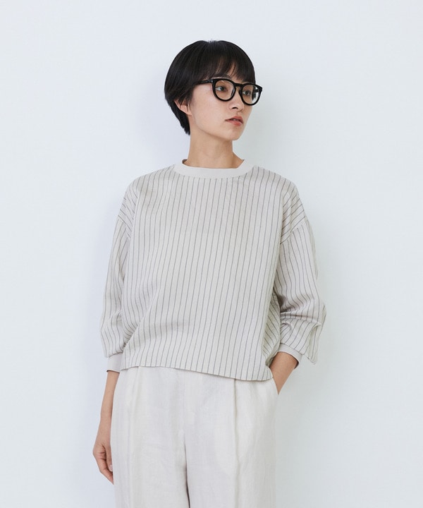 リブ使いショートブラウスリブ使いショートブラウス