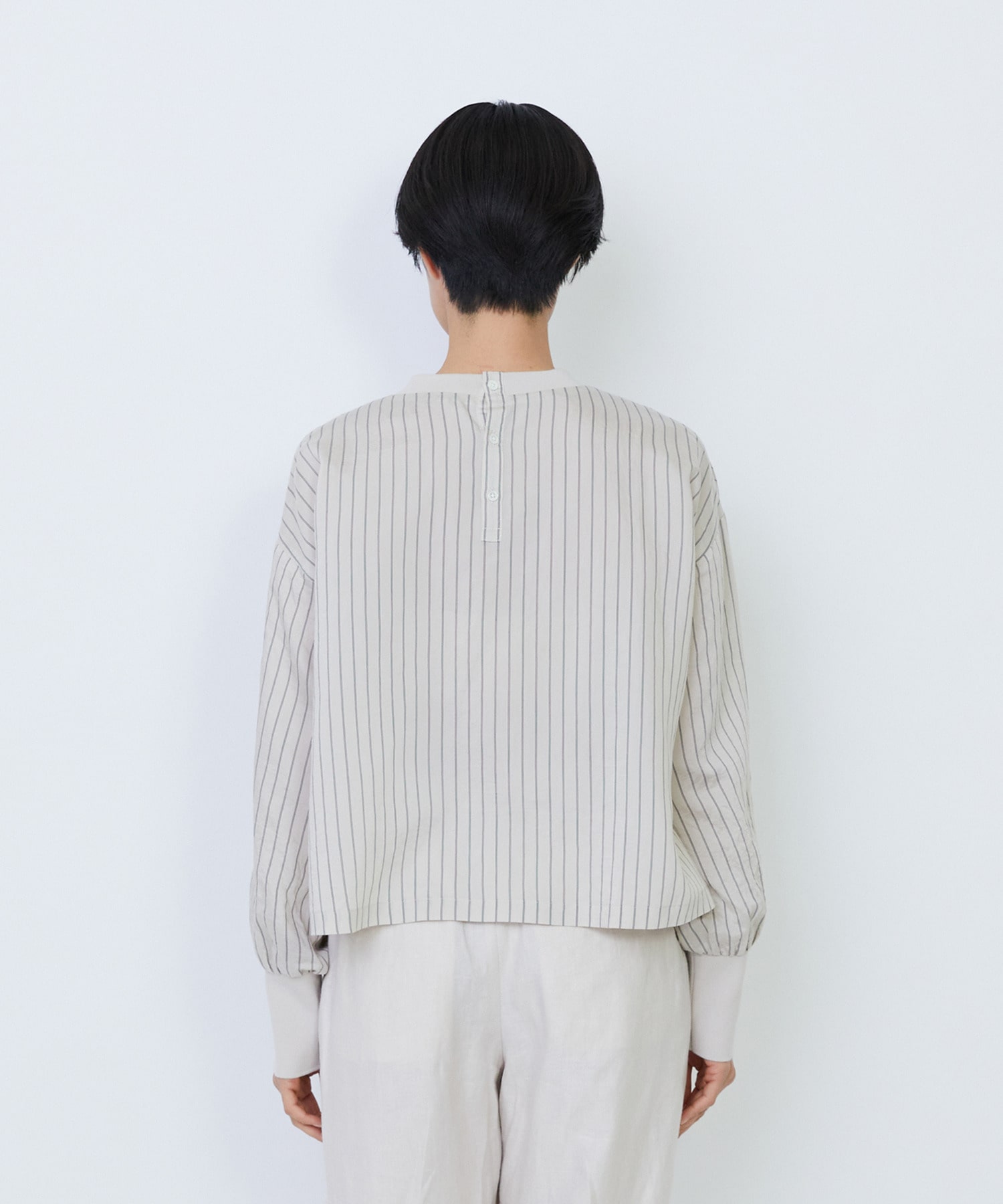 【LOISIR】リブ使いショートブラウス 詳細画像 ストライプ 13