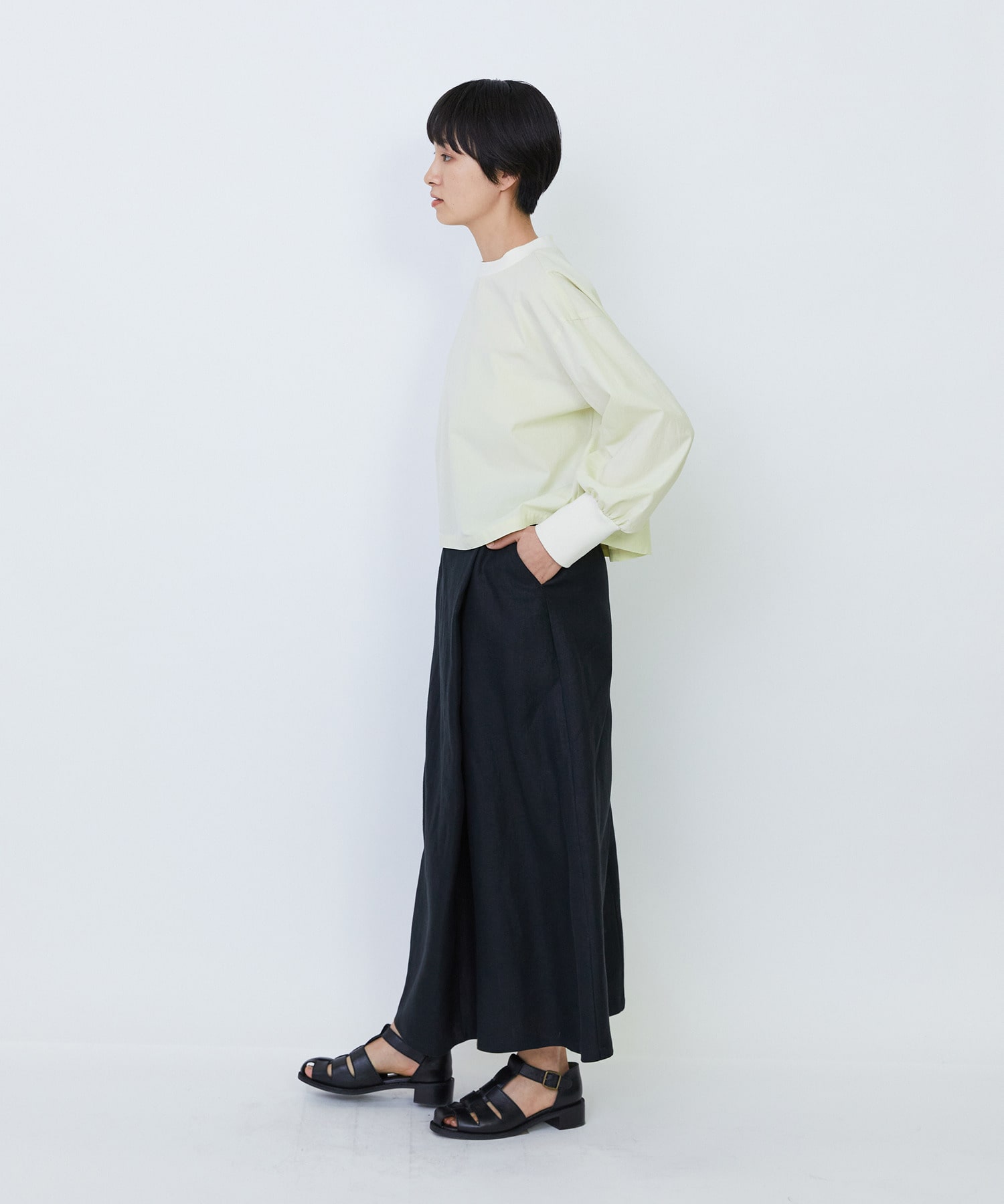 【LOISIR】リブ使いショートブラウス 詳細画像 ストライプ 7