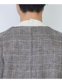 【LOISIR】リネンチェックスクエアネックジャケット 詳細画像 ブラック系その他 11