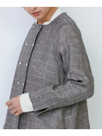 【LOISIR】リネンチェックスクエアネックジャケット 詳細画像 ブラック系その他 12