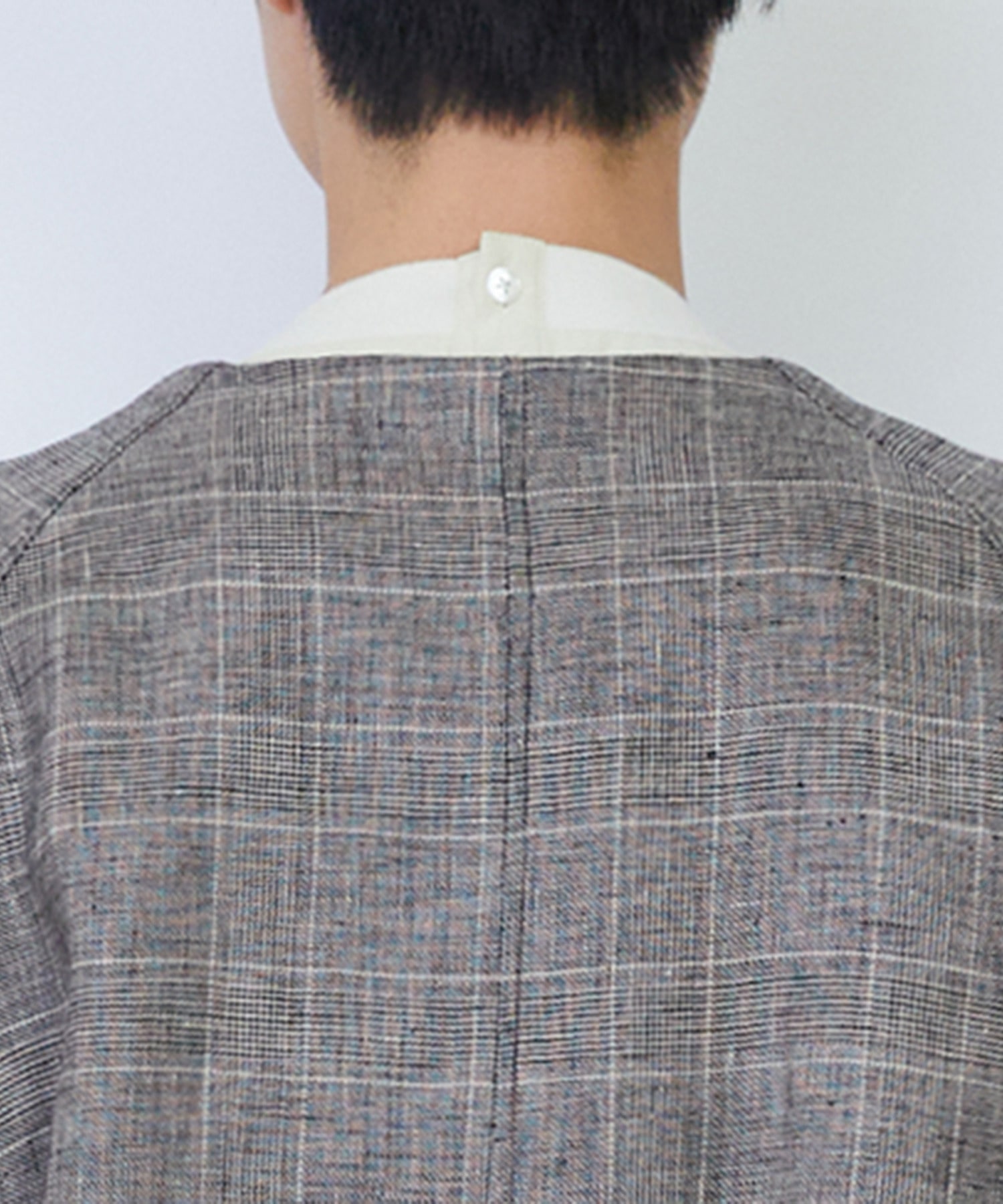 【LOISIR】リネンチェックスクエアネックジャケット 詳細画像 ブラック系その他 11