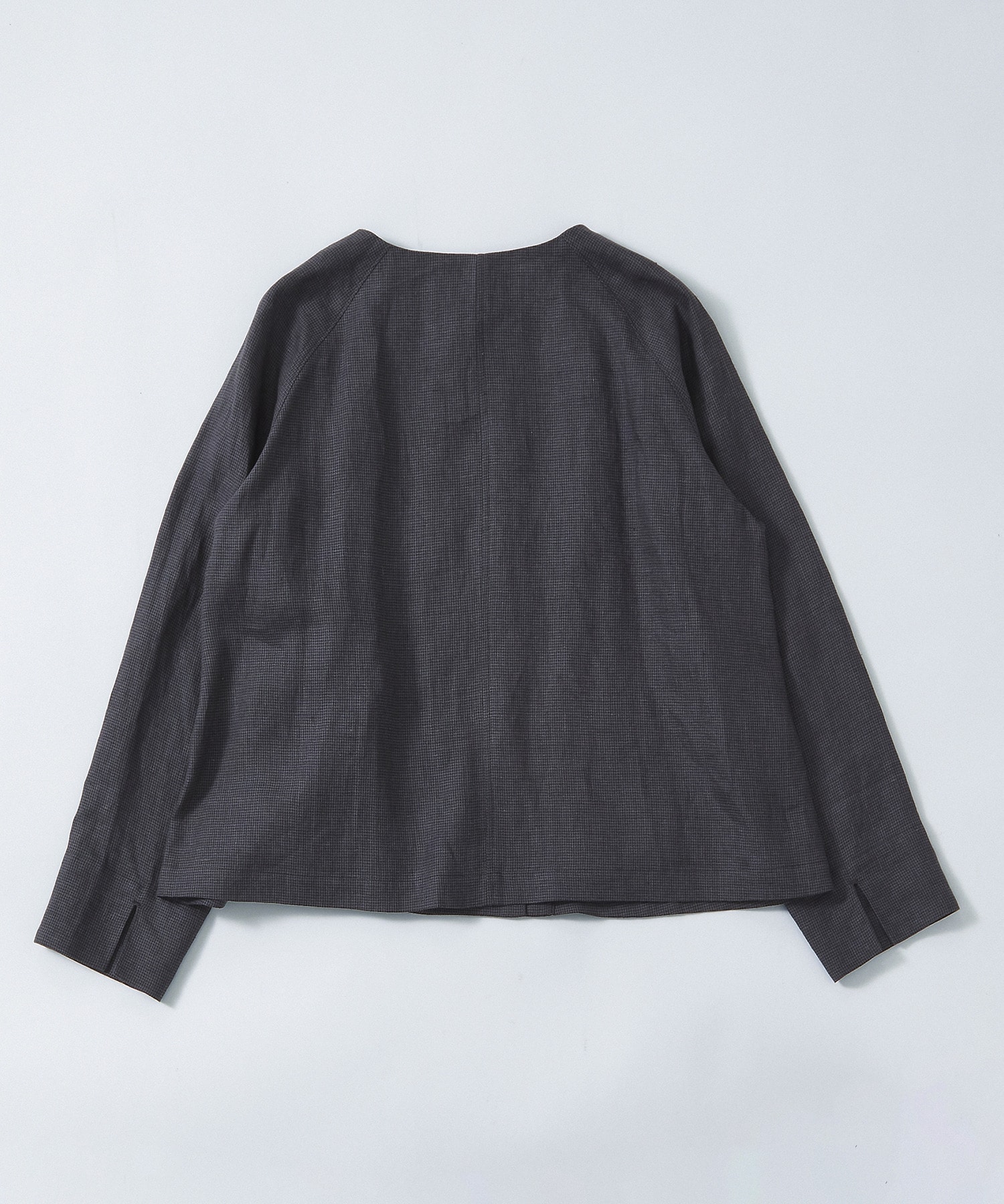 【LOISIR】リネンチェックスクエアネックジャケット 詳細画像 ブラック系その他 6