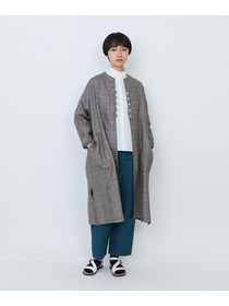 【LOISIR】リネンチェックガウンカーディガン 詳細画像 チェック 3