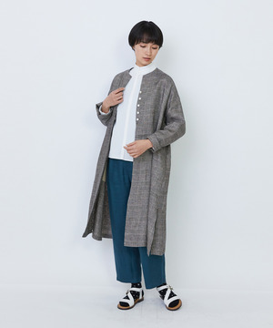 【LOISIR】リネンチェックガウンカーディガン 詳細画像 チェック 1