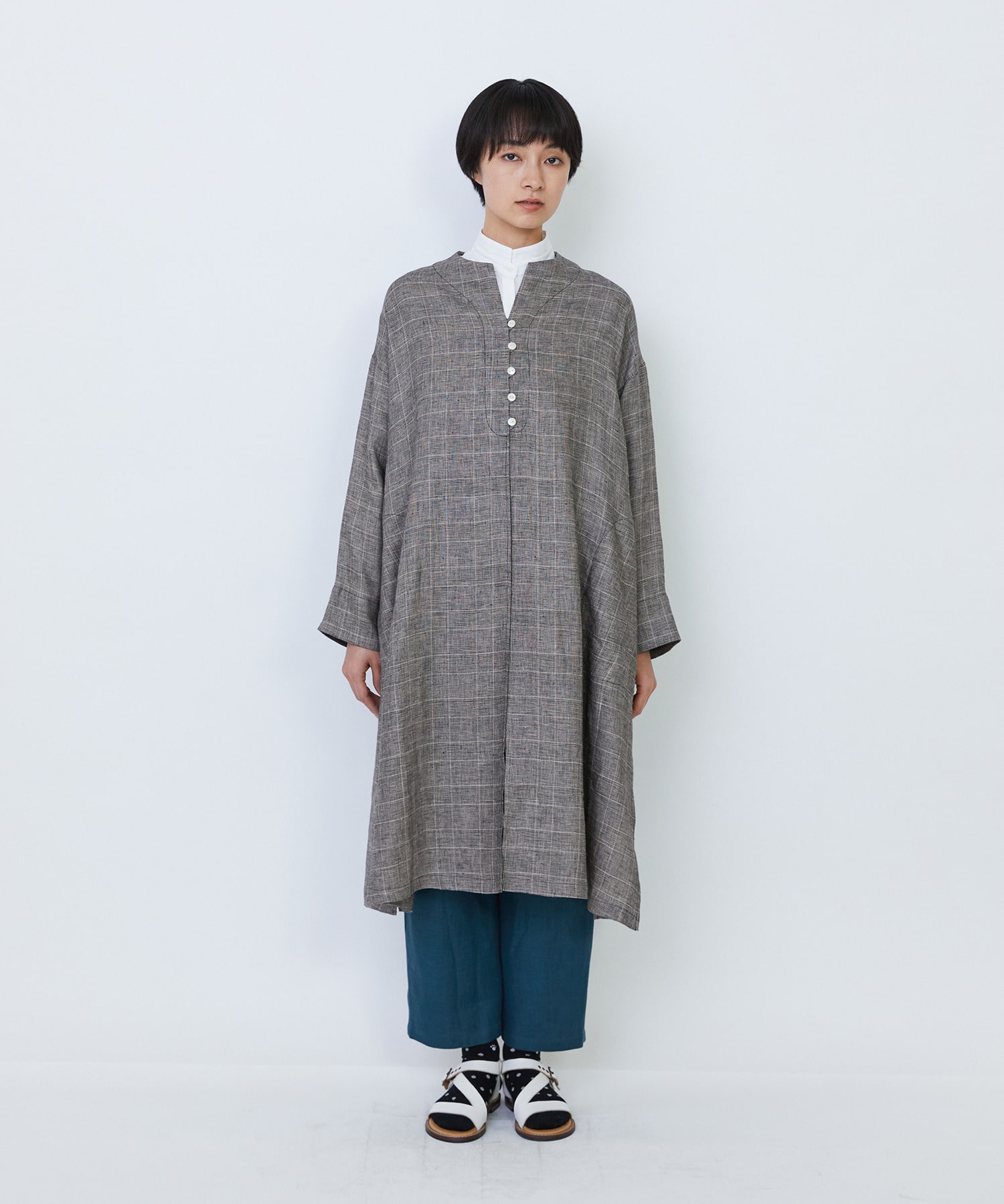 【LOISIR】リネンチェックガウンカーディガン 詳細画像 チェック 10