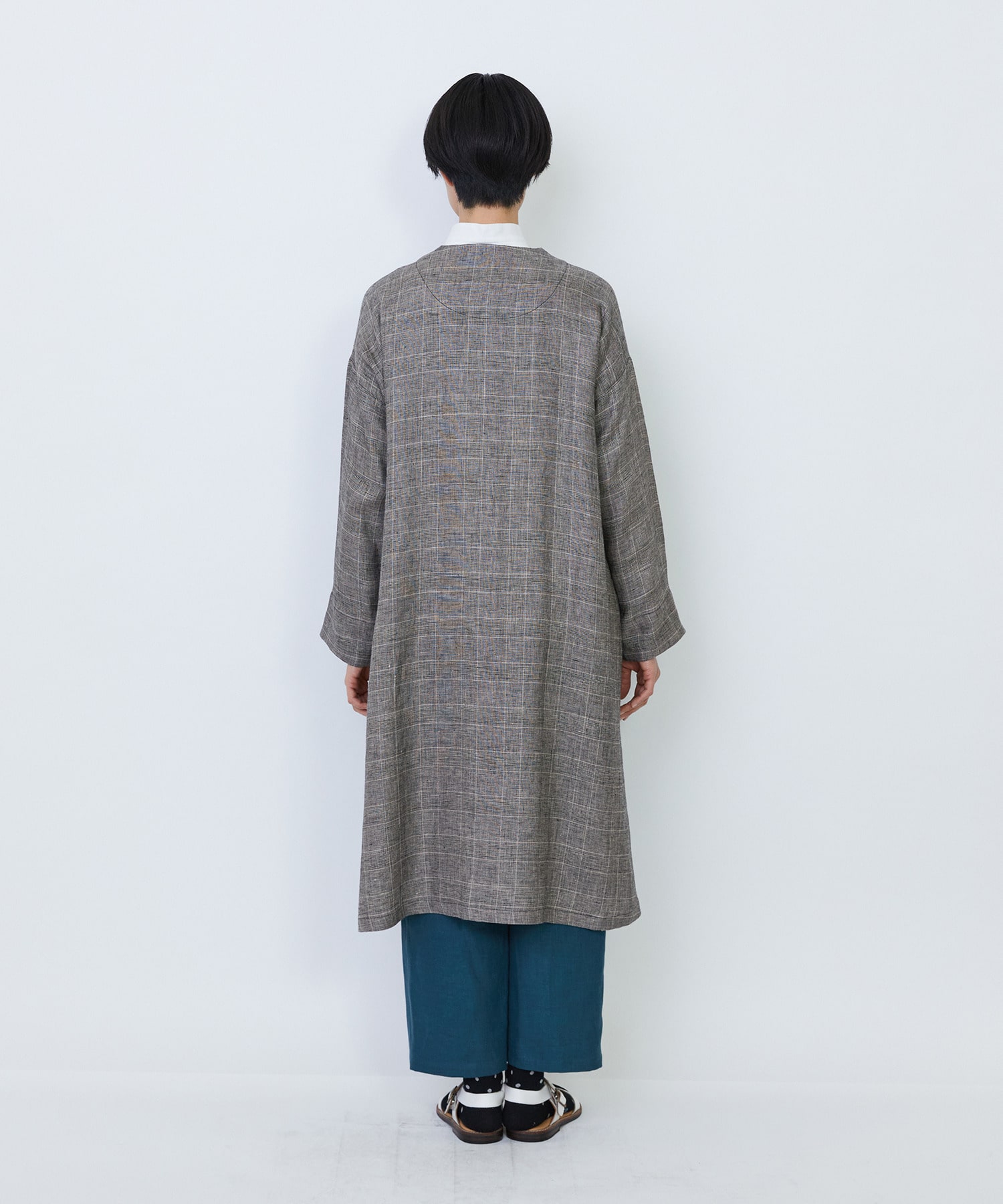 【LOISIR】リネンチェックガウンカーディガン 詳細画像 チェック 12