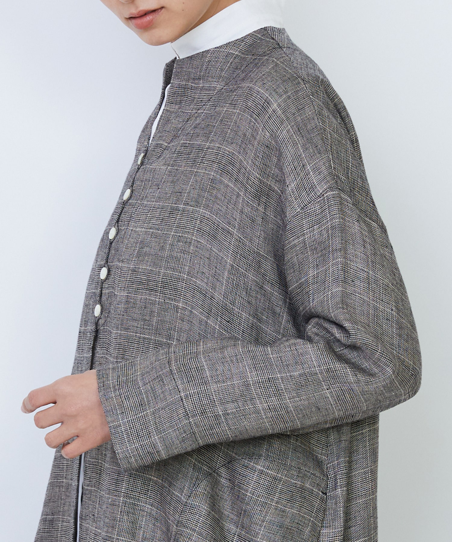 【LOISIR】リネンチェックガウンカーディガン 詳細画像 チェック 15