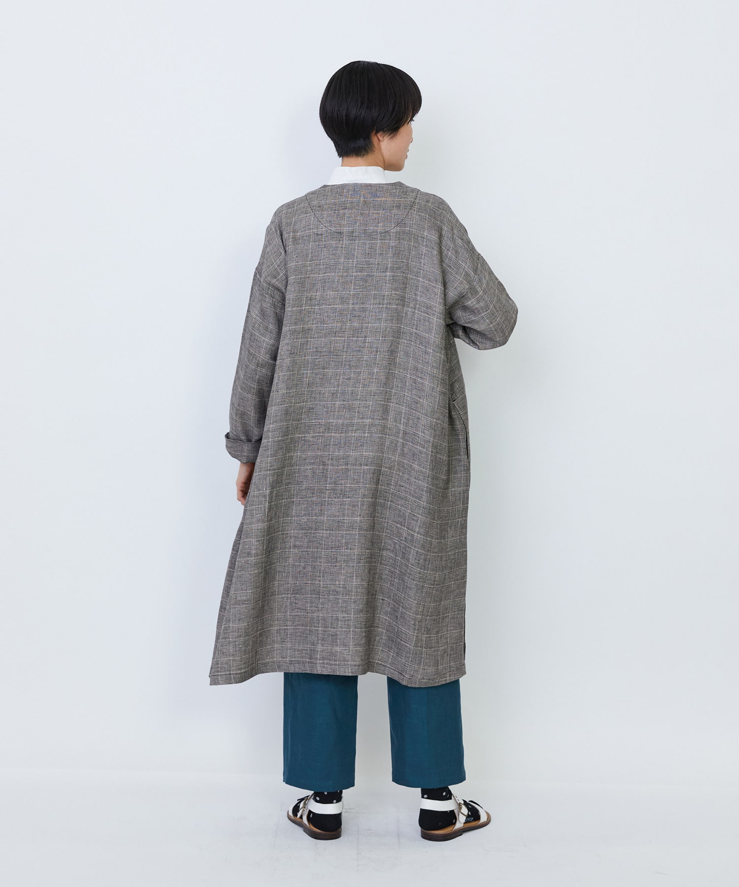 【LOISIR】リネンチェックガウンカーディガン 詳細画像 チェック 6