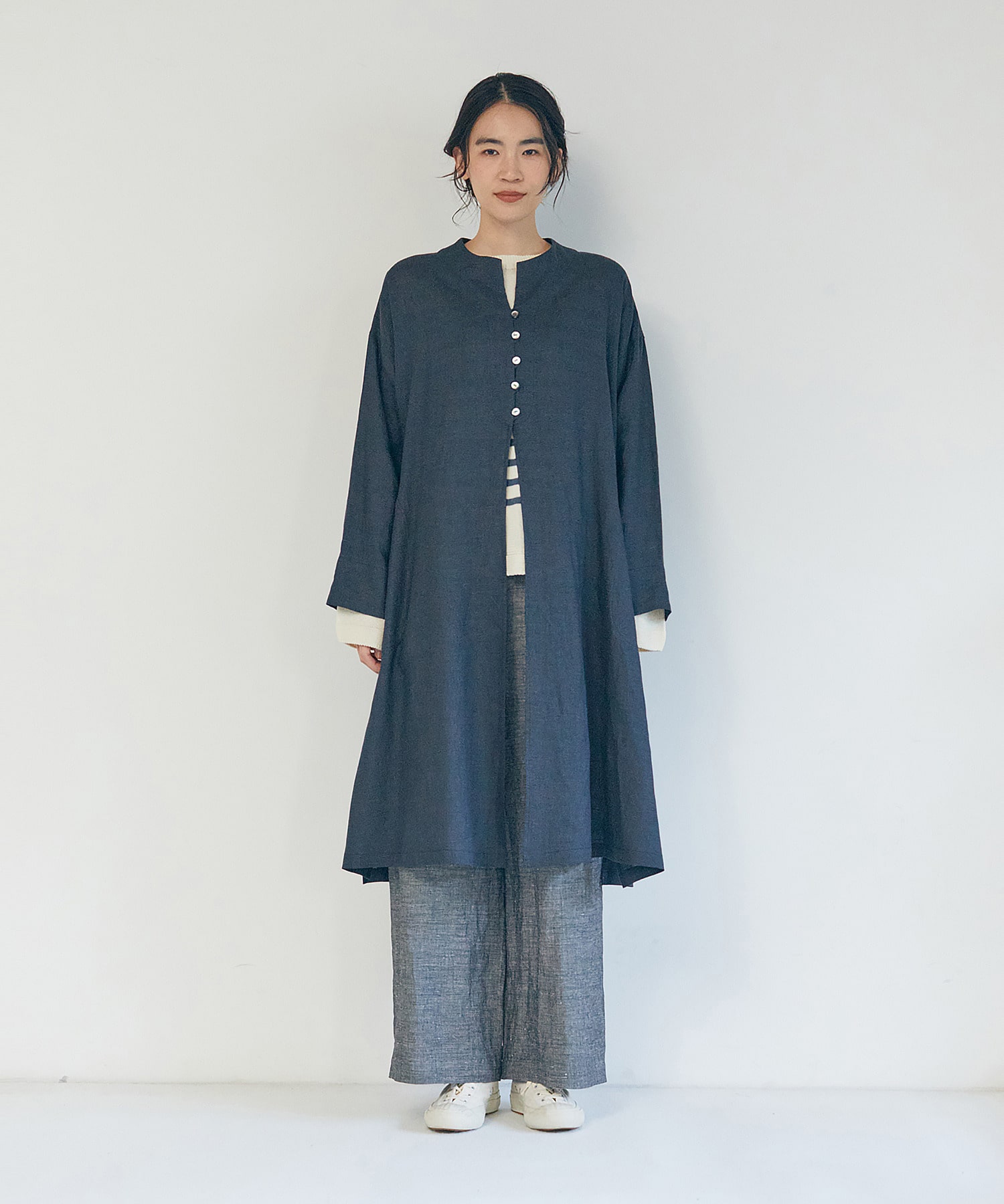 【LOISIR】リネンチェックガウンカーディガン 詳細画像 チェック 7