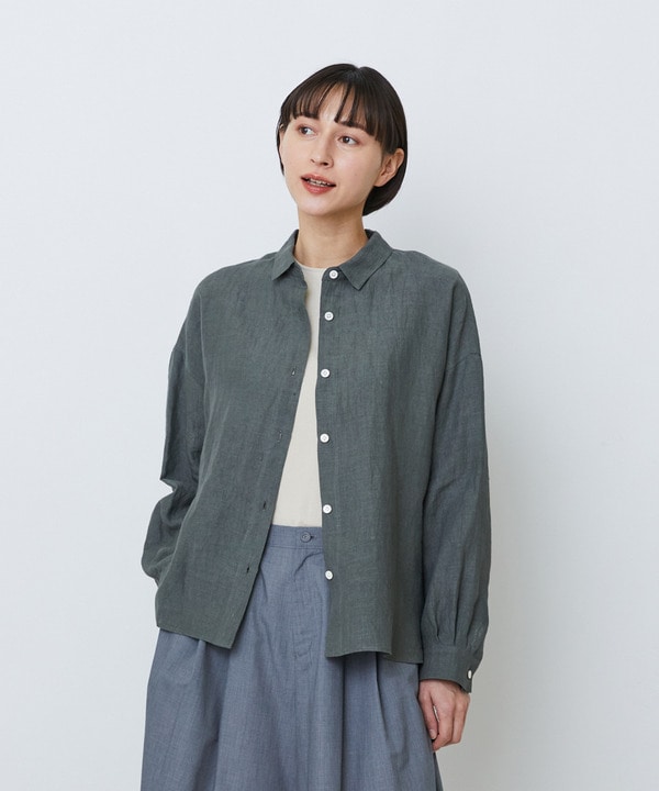 グランジリネンボクシーシャツ 詳細画像 カーキ 1