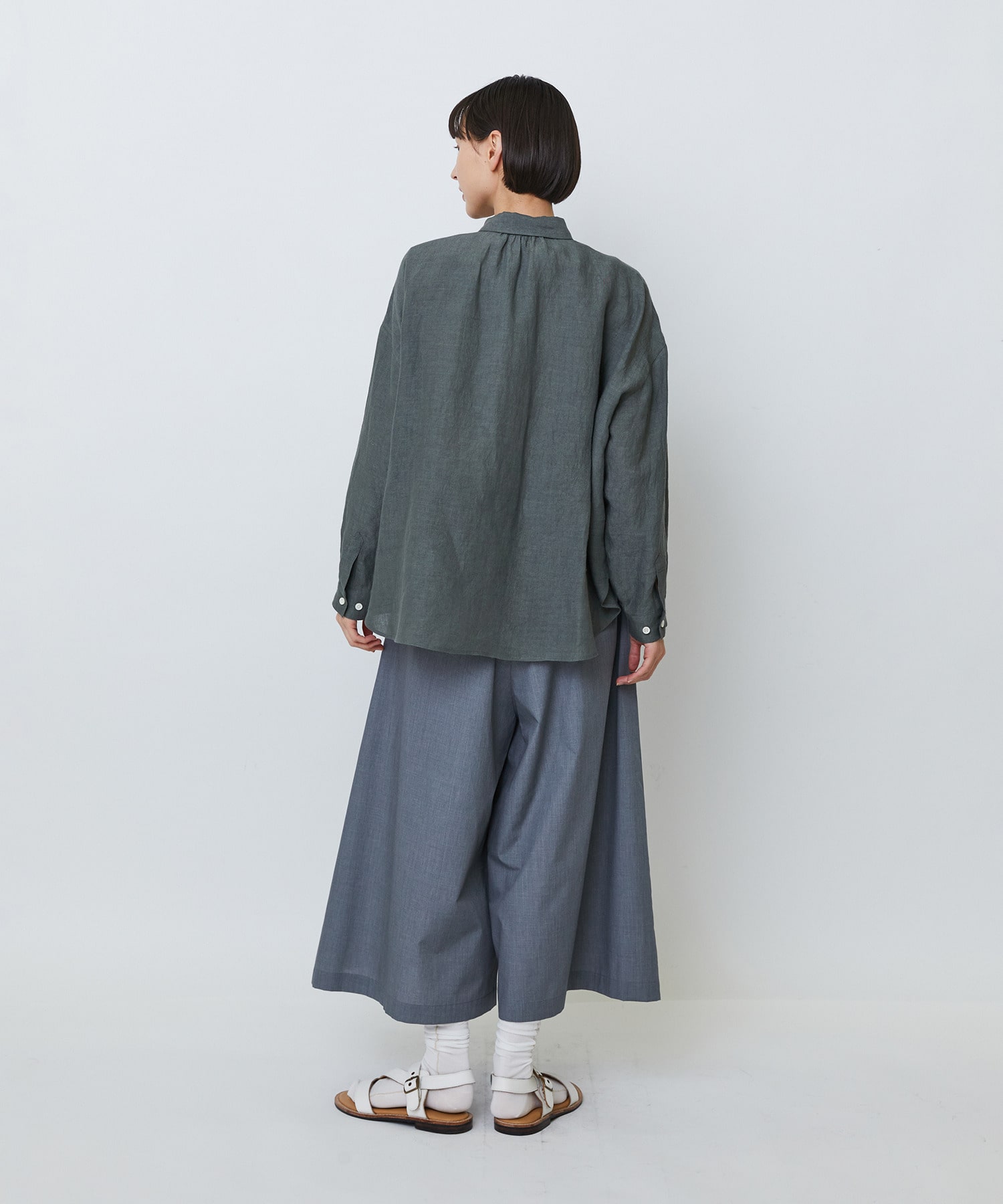 【LOISIR】グランジリネンボクシーシャツ 詳細画像 ネイビー 12