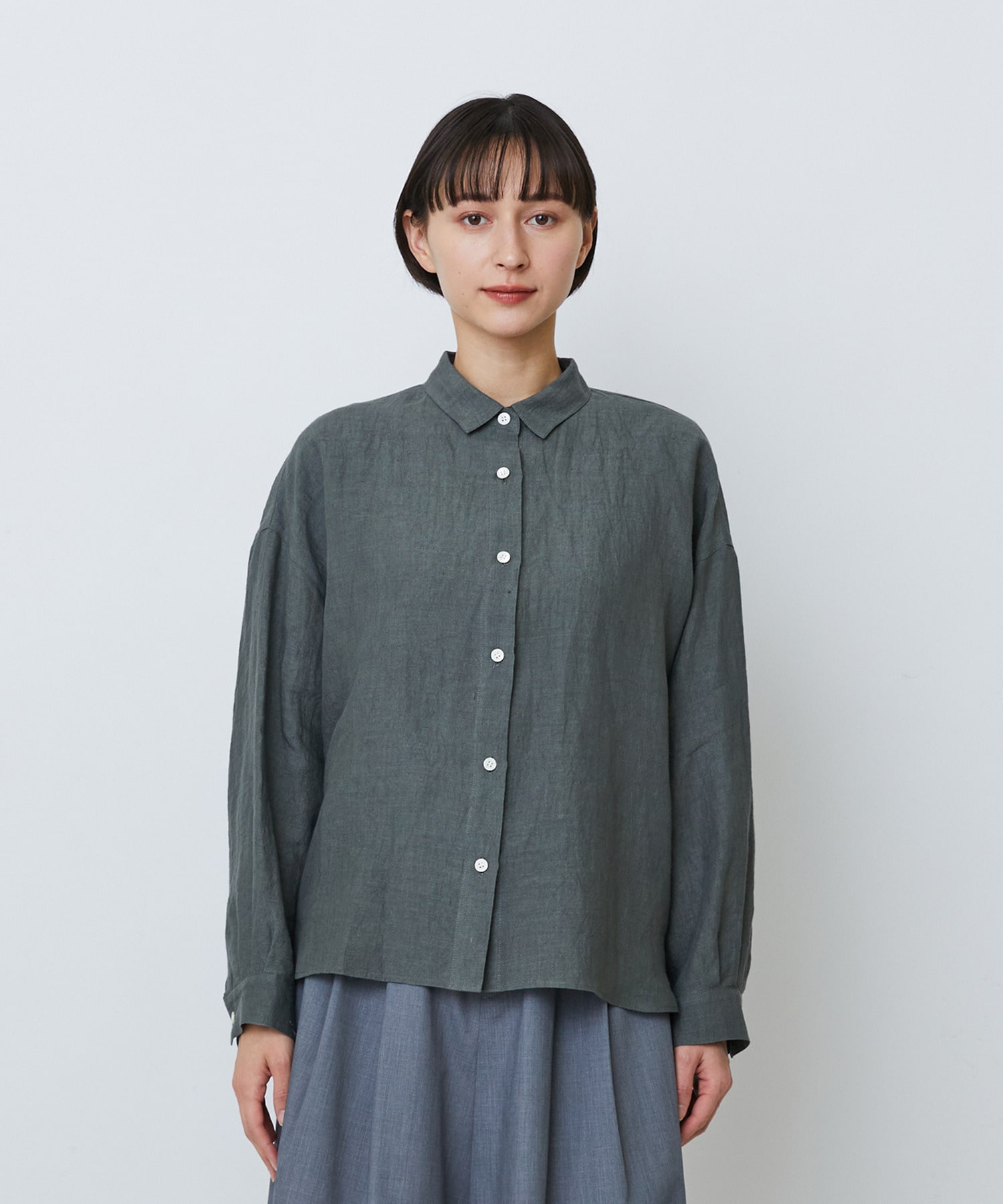 【LOISIR】グランジリネンボクシーシャツ 詳細画像 ネイビー 25